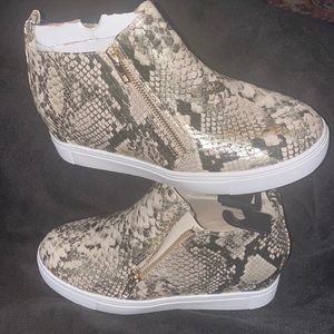 Time and tru snake skin wedge bootie sneaker